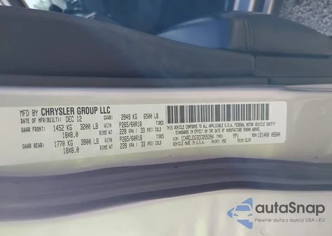 2013 Dodge Durango Crew z USA, uszkodzony, nr VIN 1C4RDJDG3DC655394
